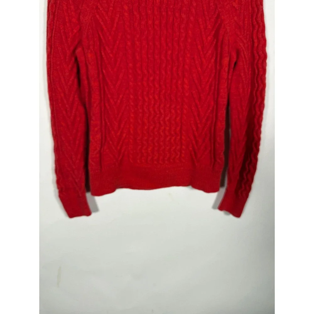 Gap Red Cable Knit Sweater Mens Medium Crew Neck Raglan Long Sleeve Pullover